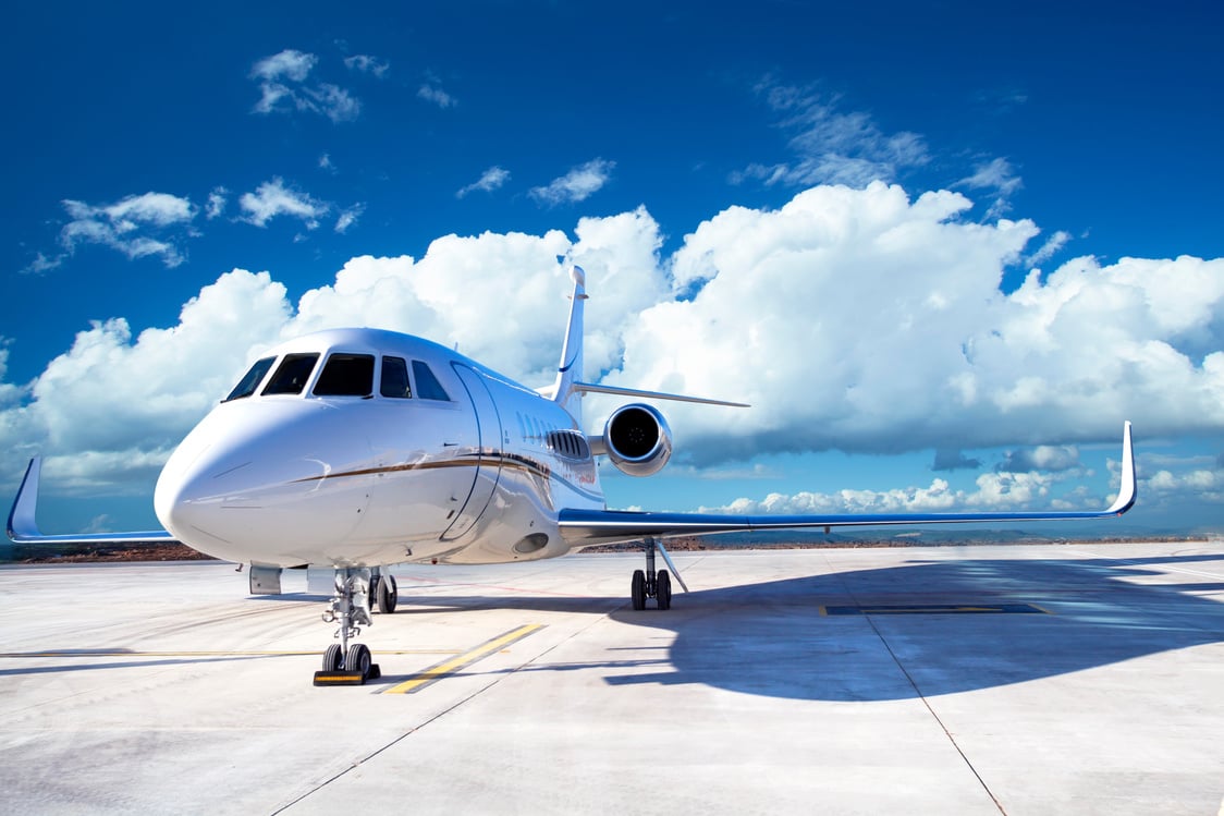 Private Jet On Airport Runway